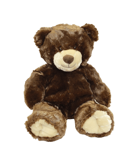 20 inch plush brown bear with a tan bow