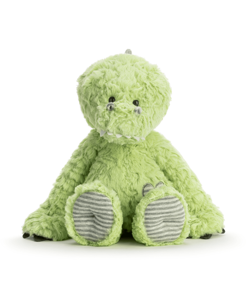 This adorable 12 inch stuffed green animal dino features super soft materials, embroidered eyes, nose and mouth and an embroidered pouch on the belly. The perfect birthday or holiday gift for any child.