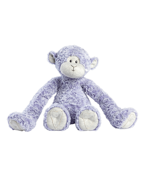Sometimes we just need a hug; a friend to let us know we're not alone. This precious 17.5 inchH purple monkey is designed to give comforting hugs. With a 5 lbs. of weighted plush and long, lovable arms, this monkey friend will ease anxiety and comfort little ones. Whether giving to a new parent or gifting as a little extra something to your precious cutie, this adorable monkey companion will be snuggled night and day. Sentiment: This very friendly critter gives the greatest heavy hugs to take weight off your shoulders and leave nothing but love. Care Instructions: Surface Washable