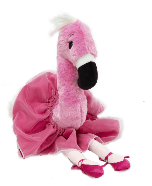 A 12 inch pink plush ballerina flamingo