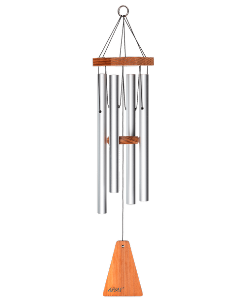 Arias ® 27-inch Windchime in Satin Silver. Everyone wants their home to be their refuge from the hassles of daily life. This chime's rustic design will create the tranquility of nature, and every breeze will send calming tones around your home to melt away the stress of your day.