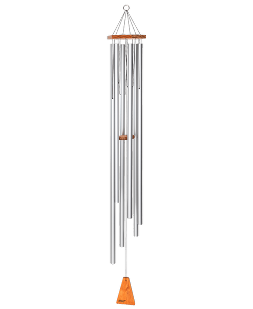 Arias ® 58-inch Windchime in Satin Silver. The largest Arias® chime gives an earthy richness and splendid music to your living space. Handcrafted in the U.S.A., this chime is built to endure all types of weather to provide exquisite melodies year-round. It's an addition to your lawn that everyone is sure to admire!