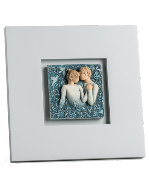 10 inch Square Duet Framed Plaque. Our Love Song - Willow Tree by Susan Lordi. A gift to express love and caring. A romantic gesture given to one’s true love. Option to hang on the wall or free standing. Hanger style: Keyhole. Backer style: Peg Easel. 