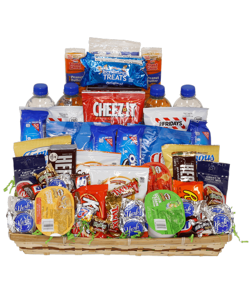 The perfect gift for the snacker in your life or an office bunch... a basket overflowing with a variety of goodies including crackers, cookies, candy, and more! (snack varieties may vary) 12 inchH x 16 inchW
