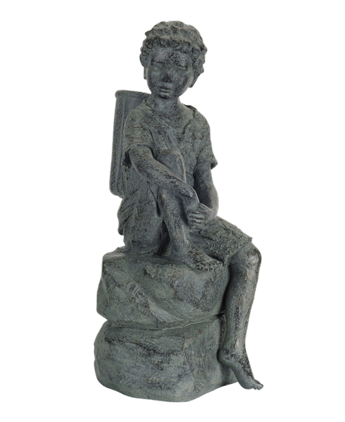 23.5 inchH Resin Garden Statue of a boy sitting