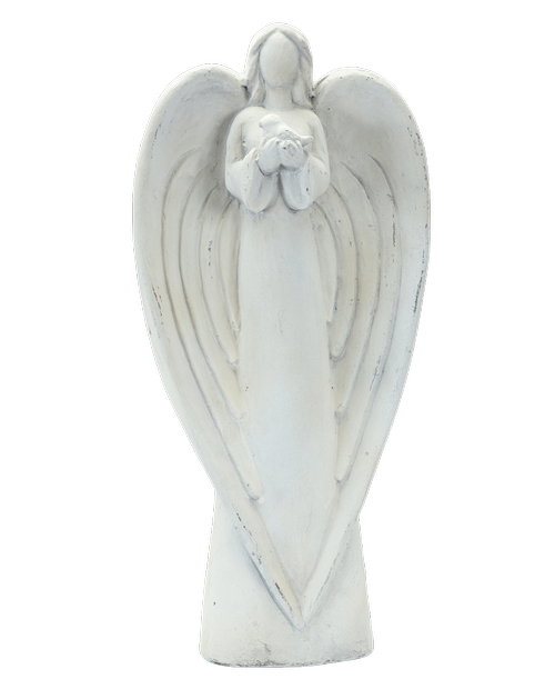 22 inchH Angel holding a bird - Resin