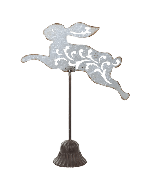 Galvanized Leaping Bunny Stand 19.3 inchH x 15 inchW x 4.7 inchD