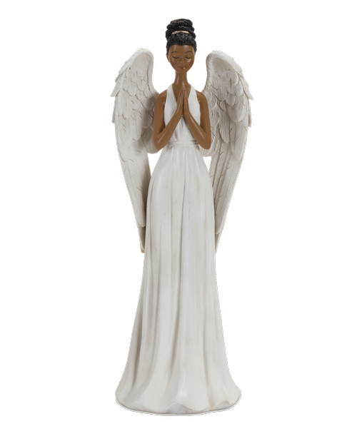 14 inchH resin praying angel wearing white
