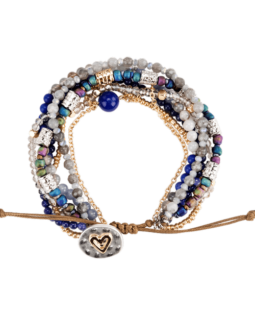 The Your Journey Beaded Love Bracelet in Indigo reminds us to nurture loving moments with our favorite people, even when days are hectic. Its special heart pendant reminds the wearer they are always loved, and the artisan bead work uses pearls, gemstones and glass. The seven beaded strands of this faith-filled bracelet encourage us to pause for hopeful prayers throughout our busy weeks — because every day is a gift. There may be color variations due to the nature of the natural stones used. Packaging sentiment: A lot happens in seven days. Things change. Plans fall short. Joy and sorrows weave through each day. As you travel on your journey, take time to pause and reflect. This bracelet has a strand to represent each day of the week. A special bead for every day helps you focus on love, self, family, friends, health, safety, our world. Let this be a guide to remind you wherever your journey leads, you are never alone.7 inchD adjustable