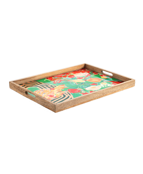 Specially designed by a talented artist, the ArtLifting Large Tray - Floral Stripes is a gift that not only gives back to the community, but is a special item that will beautifully decorate any space with a unique, heart-warming story. The 24 inchx 18 inchx 1.5 inch, mango wood tray can be displayed, used or hung up! A wonderful housewarming, birthday or just because gift. Or treat yourself to a little something special. Created by Alicia Sterling Beach - Utilizing themes of abstraction and symmetry, Alicia creates harmony and balance. Despite chronic pain, Alicia focuses on her desire to bring forth beauty through art. Materials: mango wood - Care Instructions: Wipe with soft cloth, Decorative Use