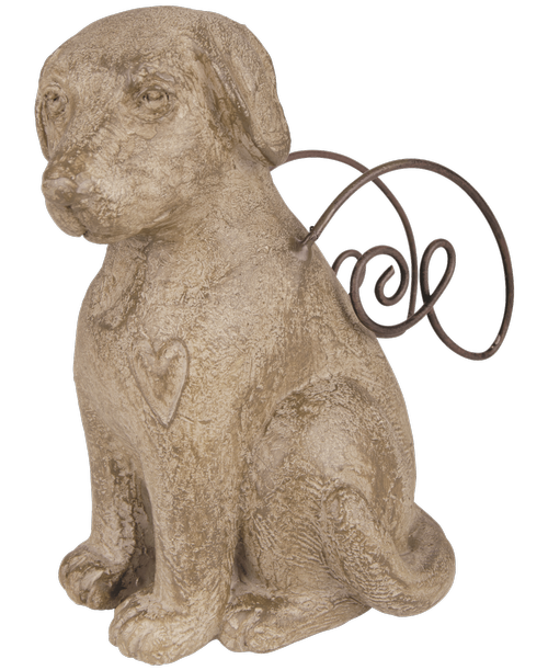 Faithful Friend Devoted Angels Figurine - Resin dog with meta wire wing composition 4.75 inchH x 4 inchW x 3.75 inchD