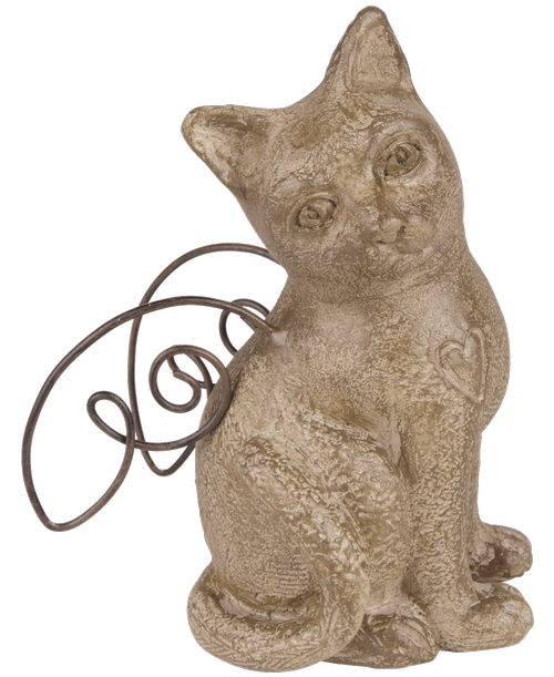 Forever Loved Devoted Angels Figurine - Resin Cat with metal wire wing composition 4.75 inchH x 3.5 inchW x 2.5 inchD