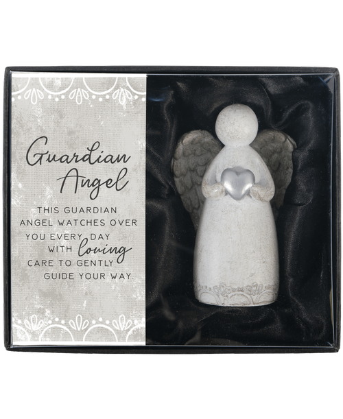 3 inchH x 2 inchW Guardian Gift Boxed Angel with sentiment on box 'Guardian Angel - This angel watches over you every day with loving care to gently guide your way.