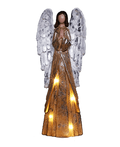 22 inchH x 9 inchW x 4 inchD MGO Praying Angel Glow Figurine