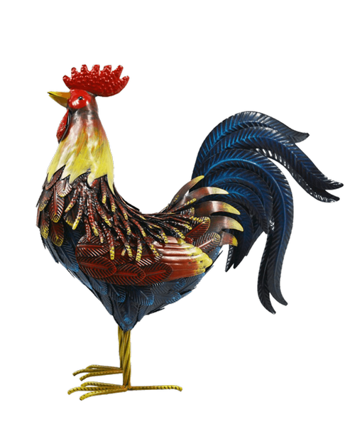 Standing Metal Rooster 19.5 inchH x 18.5 inchW