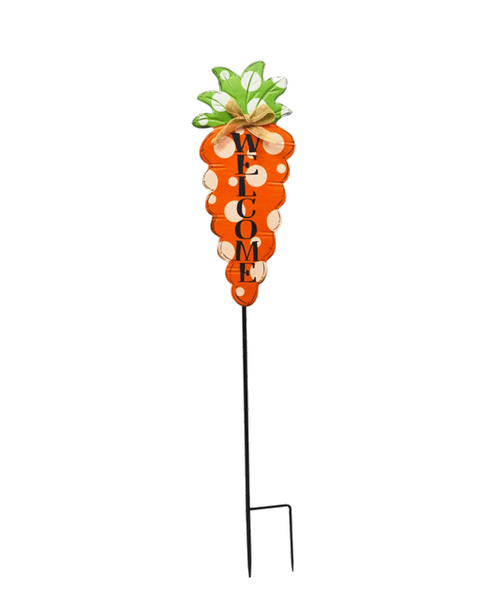 Metal Easter Carrot on pole Welcome - Overall 36 inchH with stakes x 7 inchW 
