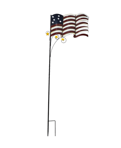 Metal Flag on Pole - Overall 49 inchH with stakes x 17 inchW 