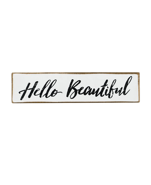 6.75 inch x 1.5 inch 6 Block Wood Sign 'Hello Beautiful'