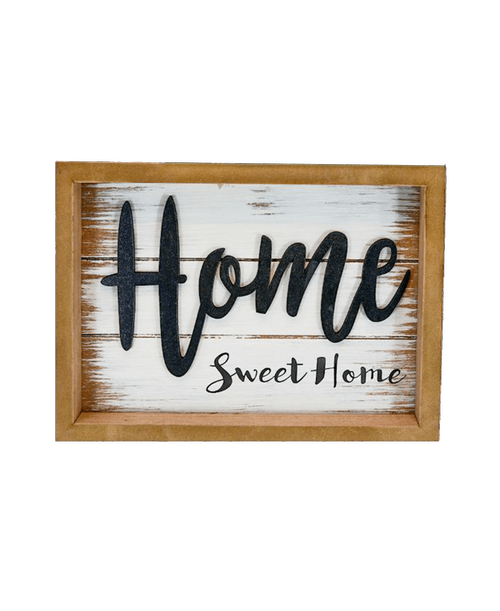 9.5 inch Home Sweet Home Wood Sign with a Brown Frame