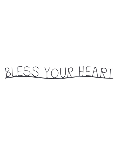Metal Bless Your Heart Sign 21 inchL x 2.25 inchH
