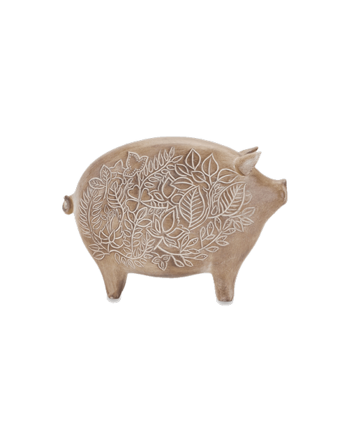 Resin Pig with a decorative design 5.5 inchH
