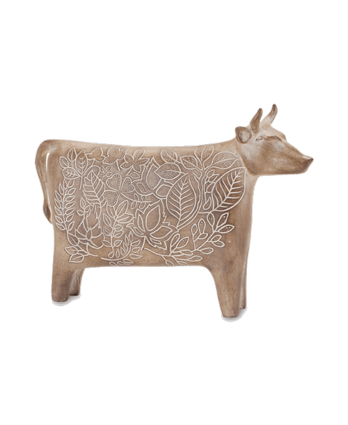 Resin Cow with a decorative design 6 inchH