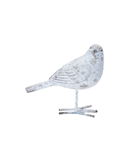 5.5 inchH Resin white wash standing bird (bird position may vary)