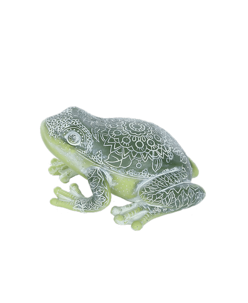 Decorative Resin Green and White Garden Frog 3.5 inchH x 6.25 inchW x 6 inchD