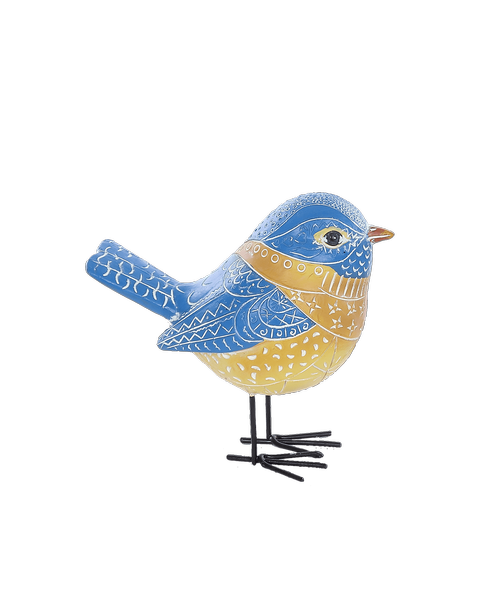 Decorative Resin Garden Bird 5 inchH x 5 inchW x 2.5 inchD - Light blue