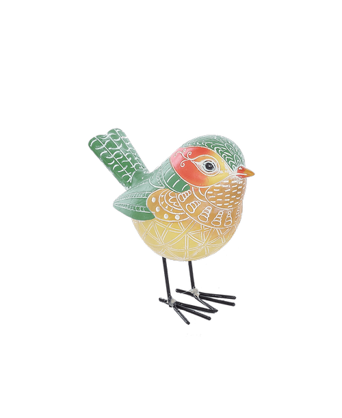 Decorative Resin Garden Bird 5 inchH x 5 inchW x 2.5 inchD - Green