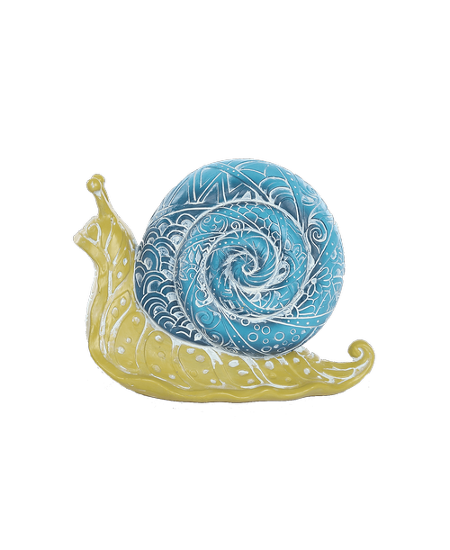 Decorative Resin Garden Snail 5 inchH x 6.5 inchW x 3.5 inchD - Yellow with Blue Shell