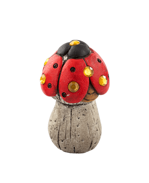 4 inchH Spring Mushroom with a lady bug designed cap