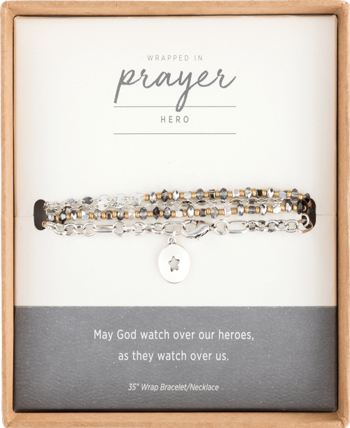 The Necklace/Bracelet - Hero is handcrafted to perfection with a long 35” chain. This 2-in-1 women’s accessory can be worn as either a long necklace or a stylish, stackable bracelet. With a trendy, multi-bead look and a meaningful sentiment that reads, “May God watch over our heroes, as they watch over us,” gifting has never been easier. Whether it is for the holidays, birthdays, special occasions or just to say you care, aunts, moms, grandmas, sisters, co-workers and friends will appreciate the thought and meaning behind it.