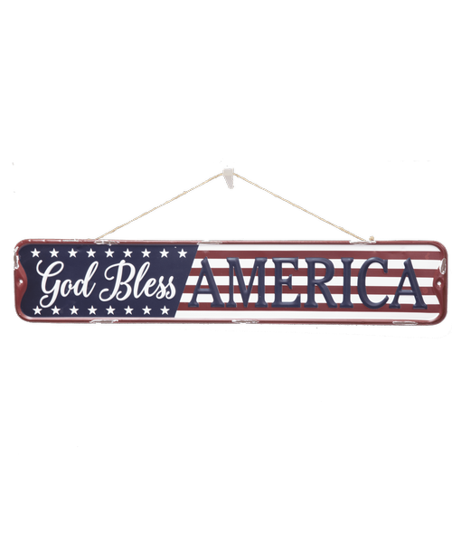 23.75 inchW x 4.75 inchH God Bless America Metal Wall Sign