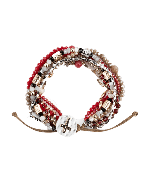 The Your Journey Beaded Prayer Bracelet in Garnet reminds us to nurture loving moments with our favorite people, even when days are hectic. Its special cross pendant reminds the wearer to always be conscious of Him and to pray, and the artisan bead work uses pearls, gemstones and glass. The seven beaded strands of this faith-filled bracelet encourage us to pause for hopeful prayers throughout our busy weeks — because every day is a gift. Packaging message reads: “A lot happens in seven days. Things change. Plans fall short. Joy and sorrows weave through each day. As you travel on your journey, stop to take time for prayer. This bracelet has a strand to represent each day of the week. A special bead for every day helps you focus on God, family, friends, health, safety, our world and requests. Let this be a guide to remind you wherever your journey leads, you are never alone.” Adjustable and fits wrist sized 6 inch-10 inch. Measures 3 inch dia. (+4 inch extension). 