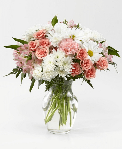 It's just, a little blush! Whoever you're sending theis bouquet to, your loved ones are sure to crush hard on these gorgeous pink and white shades. 16 inchhx13 inchw