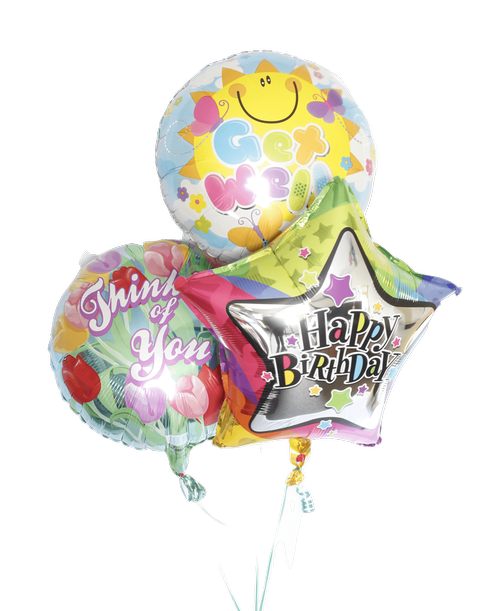 You choose the occasion and we'll add three cheery mylar balloons to your gift (styles may vary).