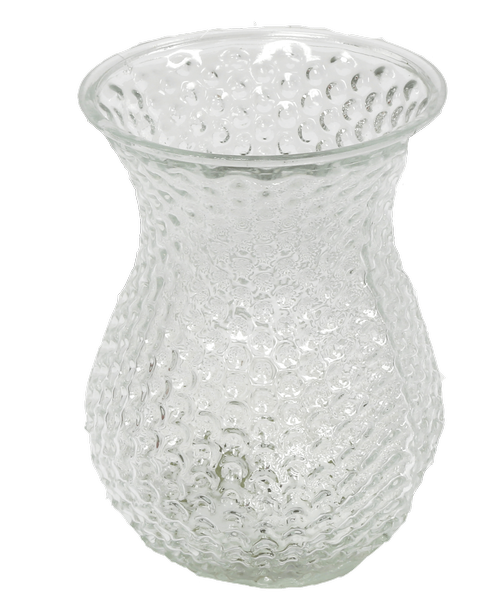 Large clear vase dimpled vase.