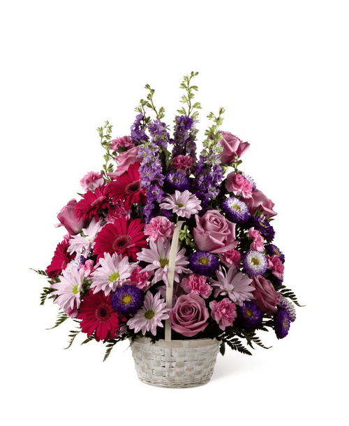 With the Pastel Peace Basket, an array of soft blooms captures the most heartfelt messages of sympathy. 18 inchHx16 inchW