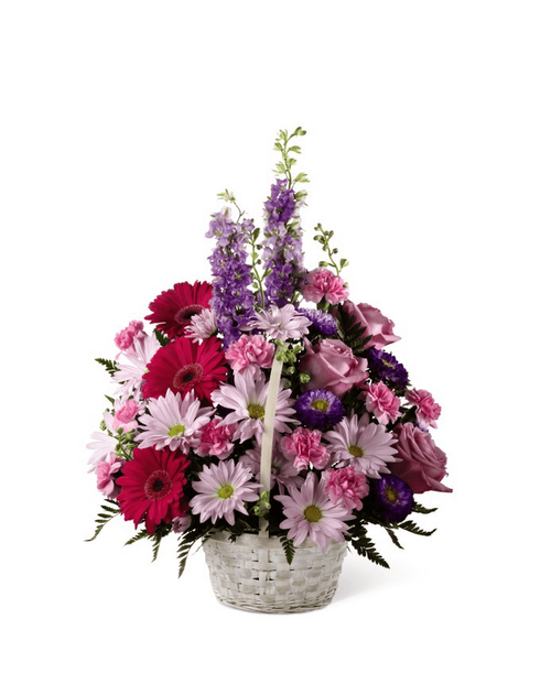With the Pastel Peace Basket, an array of soft blooms captures the most heartfelt messages of sympathy. 17 inchHx14 inchW