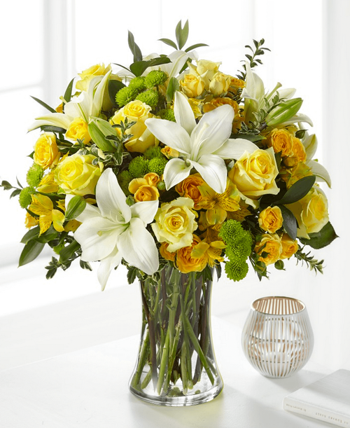 Whether it is a time of sensitivity or a celebration of life, this bouquet evokes comfort with each bloom. 18 inchHx16 inchW