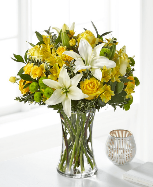 Whether it is a time of sensitivity or a celebration of life, this bouquet evokes comfort with each bloom. 17 inchHx15 inchW