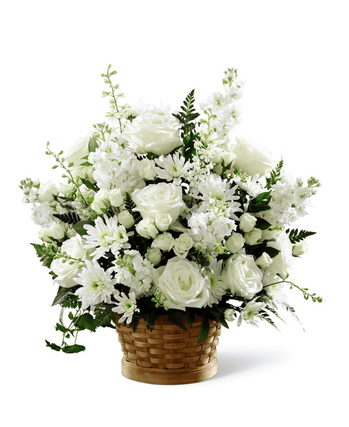 Deliver your thoughts with a meaningful and comforting arrangement comprised of white blooms. 23 inchHx22 inchW