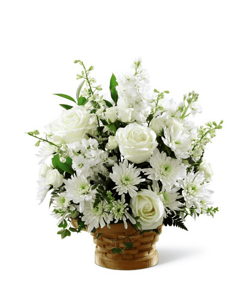 Deliver your thoughts with a meaningful and comforting arrangement comprised of white blooms. 19 inchHx18 inchW